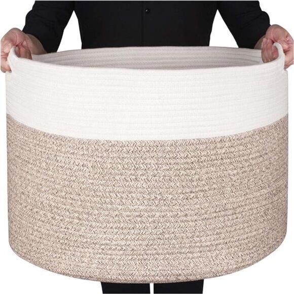 Design Extra Large 22 x 14in Decorative Blanket Basket Laundry Basket - Picture 1 of 8
